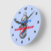 Barber Shop Barber Pole Custom Round Clock Ronde Klok (Hoek)