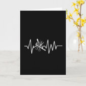 Barber Shop - Barber Scissors Comb Heartbeat Kaart (Gele Bloem)