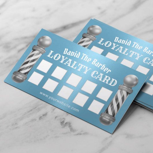 Barber Shop Barbershop Moderne Blauwe Loyaliteit Klantenkaartje