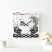 Barber Shop Black, White, Checkers Vierkante Klok (Huis)