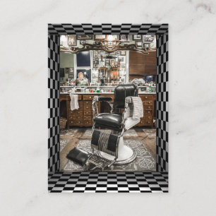 Barber Shop Black, White, Checkers Visitekaartje