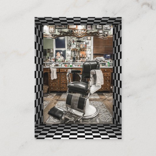 Barber Shop  Black, White, Checkers Visitekaartje (Voorkant)