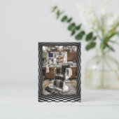 Barber Shop  Black, White, Checkers Visitekaartje (Staand voorkant)