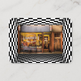 Barber Shop  Black, White, Checkers Visitekaartje