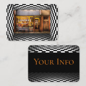 Barber Shop  Black, White, Checkers Visitekaartje (Voorkant / Achterkant)