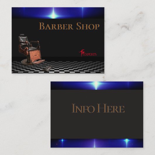 Barber Shop  Black, White, Checkers Visitekaartje (Voorkant / Achterkant)
