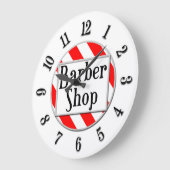 Barber Shop Black White Red Retro Clock Grote Klok (Hoek)