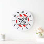 Barber Shop Black White Red Retro Clock Grote Klok (Huis)