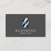 Barber Shop Blauw Schaar Elegant Donker Haar Styli Visitekaartje (Voorkant)