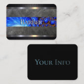 Barber Shop Blue Abstract Visitekaartje (Voorkant / Achterkant)