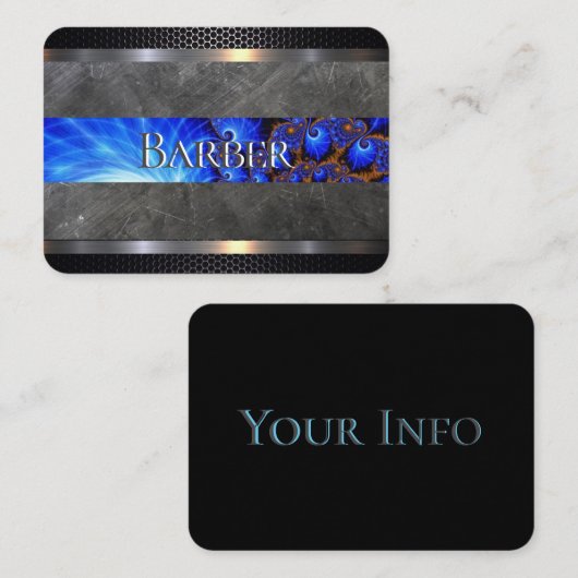 Barber Shop Blue Abstract Visitekaartje (Voorkant / Achterkant)