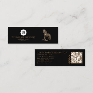 Barber Shop Bronzen Mustang QR-code sociale pictog Mini Visitekaartje