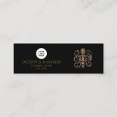 Barber Shop Bronzen Octopus Qr Code Sociale Iconen Mini Visitekaartje (Voorkant)
