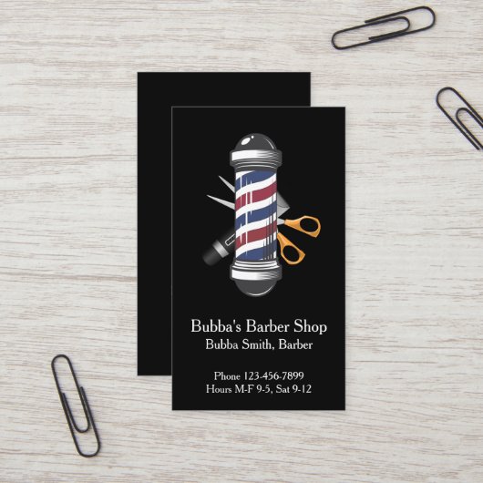 Barber Shop Business Card Visitekaartje (Voorkant / Achterkant in situ)