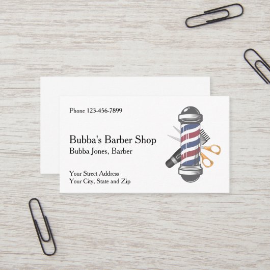 Barber Shop Business Card Visitekaartje (Voorkant / Achterkant in situ)