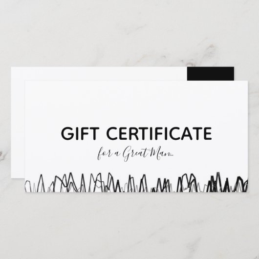 Barber Shop Cadeaubon Zwart Schets Eenvoudig Bedankkaart (Voorkant / Achterkant)