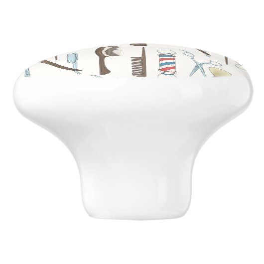Barber Shop Ceramic Knob. Keramische Knop (Zijkant)