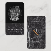 Barber Shop Chair | Black Marble Business Card Visitekaartje (Voorkant / Achterkant)