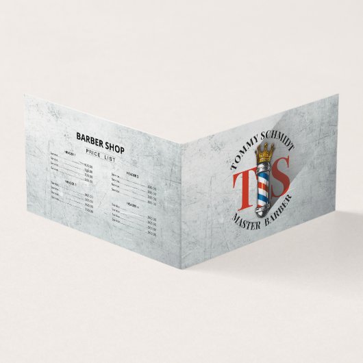 Barber Shop Crown Barber Pole Afspraak Loyaliteit Visitekaartje (Buitenkant)