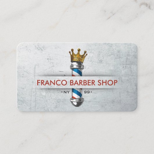 Barber Shop Crown Barber Pole Hair Salon Loyalitei Visitekaartje (Voorkant)
