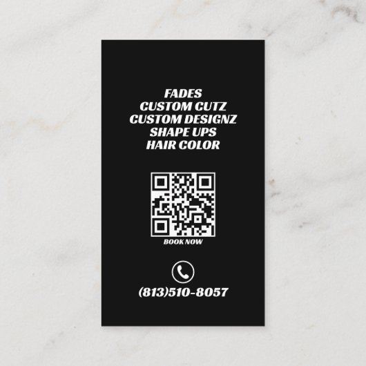 Barber Shop Crown Logo Professional Visitekaartje (Achterkant)