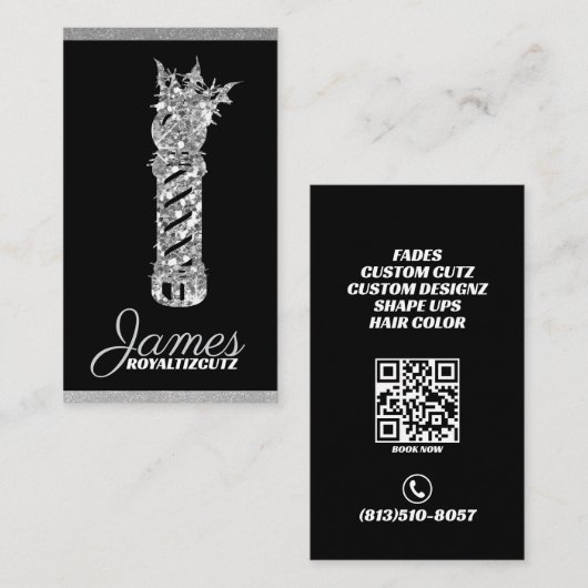 Barber Shop Crown Logo Professional Visitekaartje (Voorkant / Achterkant)