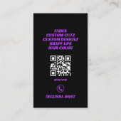 Barber Shop Crown Wings Neon Logo Professional Visitekaartje (Achterkant)