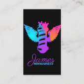 Barber Shop Crown Wings Neon Logo Professional Visitekaartje (Voorkant)