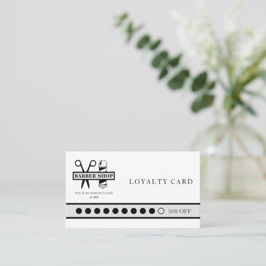 Barber shop custom logo naam klant punch klantenkaartje (Staand voorkant)