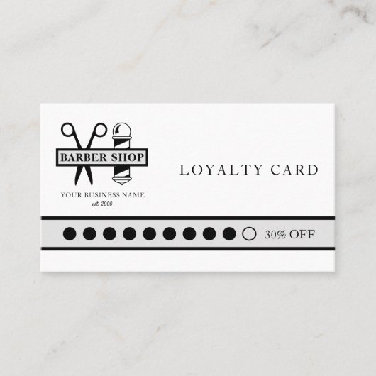 Barber shop custom logo naam klant punch klantenkaartje (Voorkant)