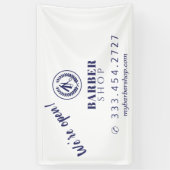 Barber shop eenvoudig modern blauw logo adverteren spandoek (Verticaal)