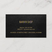 Barber shop elegant zwart leer goud geometrisch visitekaartje (Achterkant)