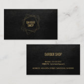 Barber shop elegant zwart leer goud geometrisch visitekaartje (Voorkant / Achterkant)