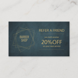Barber shop elegante navy gold doorverwijzing sjab aanbevelingskaartje