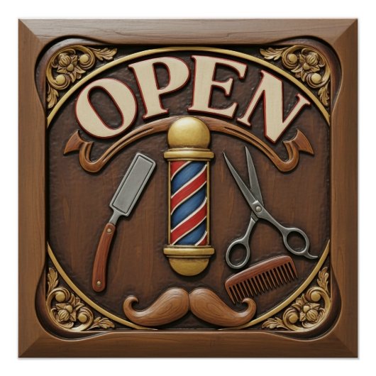 Barber shop Glossy Poster (Voorkant)