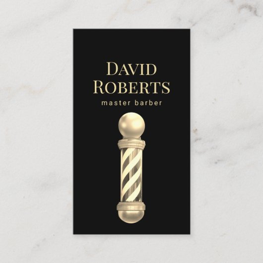 Barber Shop Gold Barber Pole Barbershop Visitekaartje (Voorkant)