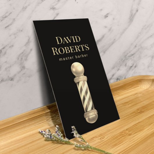 Barber Shop Gold Barber Pole Barbershop Visitekaartje