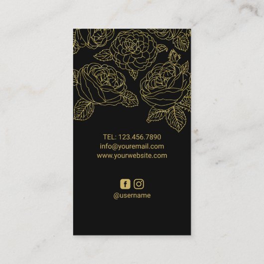 Barber Shop Gold Floral Pattern Barbershop Visitekaartje (Achterkant)