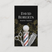 Barber Shop  Gold Floral Pattern Barbershop Visitekaartje (Voorkant)