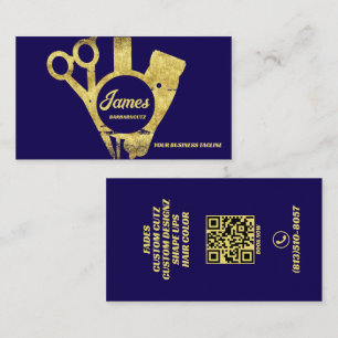 Barber Shop Goud Blauw Salon Visitekaartje