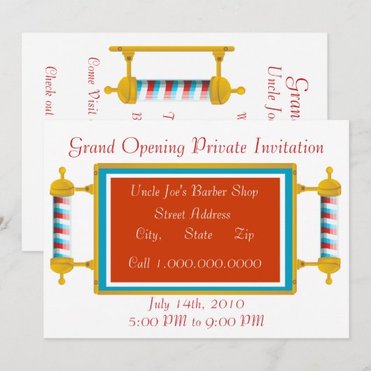 Barber Shop Grand Opening Kaart (Voorkant / Achterkant)