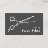 Barber Shop Haar Stylist Schaar Donkergrijs Custom Visitekaartje (Voorkant)