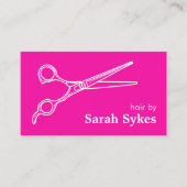 Barber Shop Haar Stylist Schaar Hot Pink Custom Visitekaartje (Voorkant)