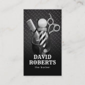 Barber Shop Haar Stylist Stijlvol Metalen Bord Visitekaartje (Voorkant)