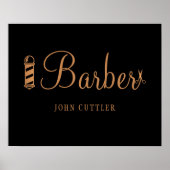Barber shop haarstylist naam goud zwart logo poster (Voorkant)
