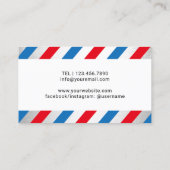 Barber Shop Hair Stylist Blue & Red Stripes Visitekaartje (Achterkant)