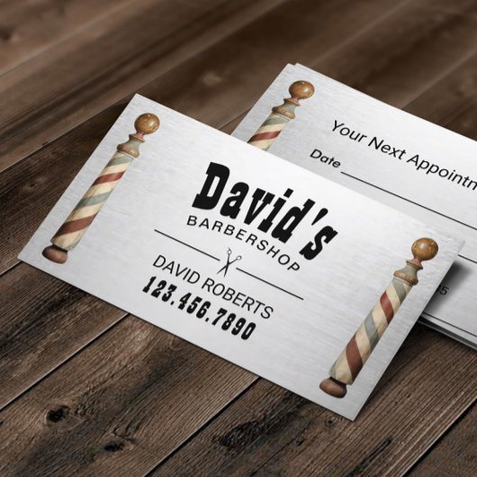 Barber Shop Hair Stylist Modern Silver Appointment Afsprakenkaartje
