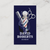 Barber Shop Hair Stylist Navy & Silver Barbershop Visitekaartje (Voorkant)