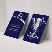 Barber Shop Hair Stylist Navy & Silver Barbershop Visitekaartje