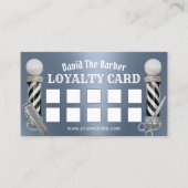 Barber Shop Hair Stylist Stoffig Blauw Metaal Klantenkaartje (Voorkant)